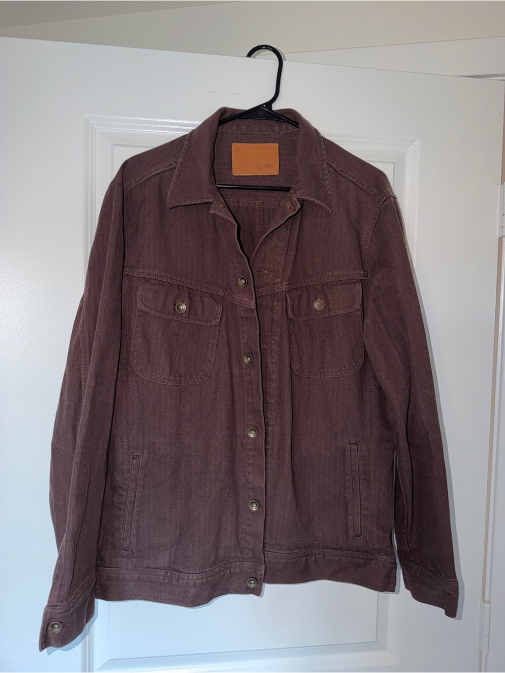Taylor Stitch Long Haul Jacket Herringbone Trucker Burgundy Brown SIZE 42 L
